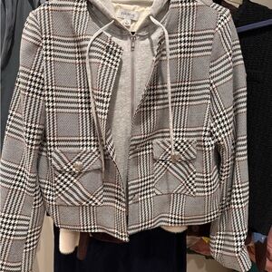 Evereve Women's Plaid Blazer - Black, White, Gray